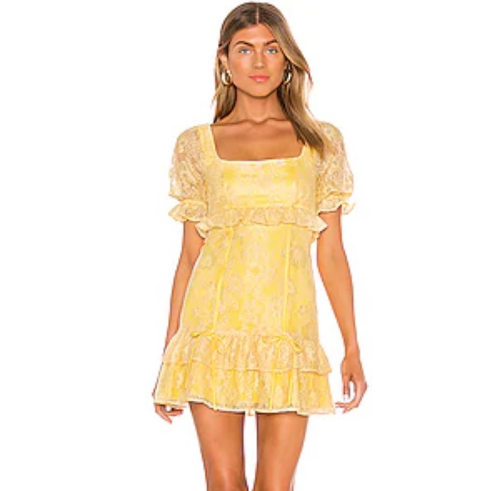 Elegant Yellow Lace Dress